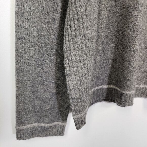 Express Sweater Mens Size XL Gray 100% Lambswool Elbow Patch Pullover Crew Neck - Picture 6 of 10